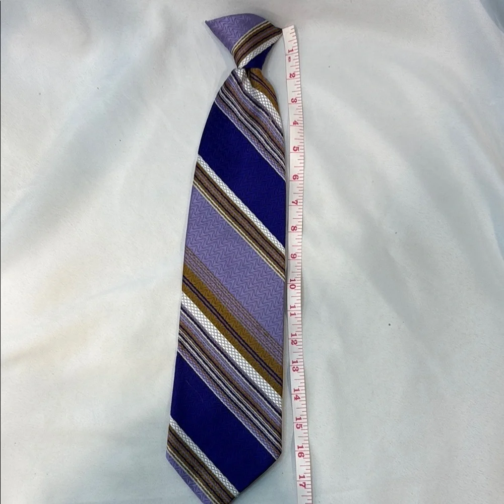 Vintage 1970’s Andhurst Men’s Clip-On, Snapped(TM), Striped Tie, Purple&Gold